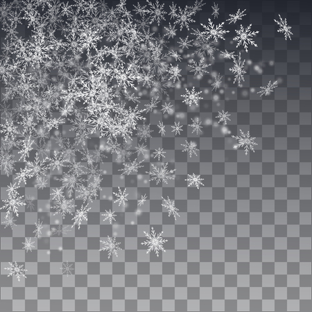 Winter holiday decoration. Snow frame. Falling snow on a transparent background. のイラスト素材