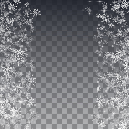 Falling snow frame on a transparent background.のイラスト素材