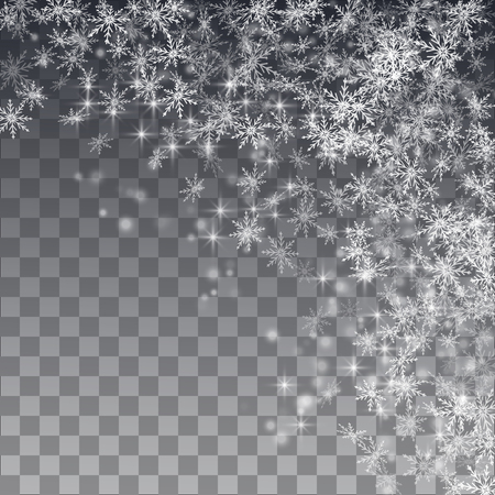 Falling snow frame decoration on a transparent background.のイラスト素材