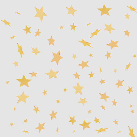 
Bright festive  background with many sparkling gold 3d stars. White backdrop.のイラスト素材