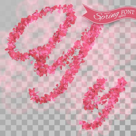Confetti font. Scattered  pink paper hearts. Letter Y.  Isolated on transparent background.のイラスト素材