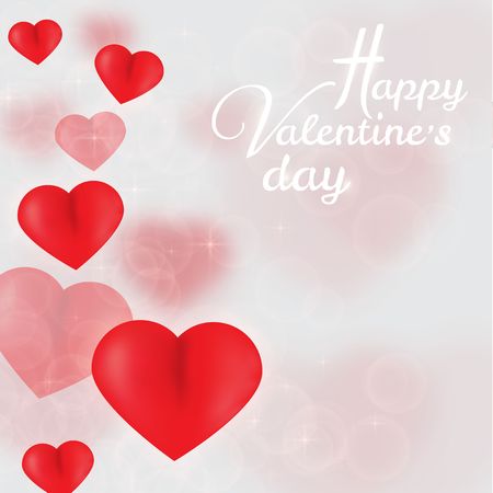 Valentines Day Card With Hearts. Holiday bokeh background.のイラスト素材