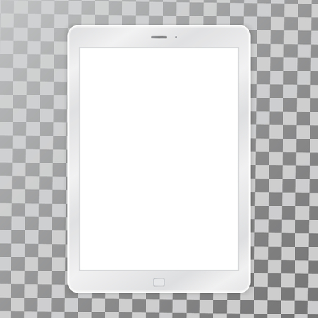 White Tablet Vector illustration with blank screen in transparent background.

Realistic vector mock up.のイラスト素材