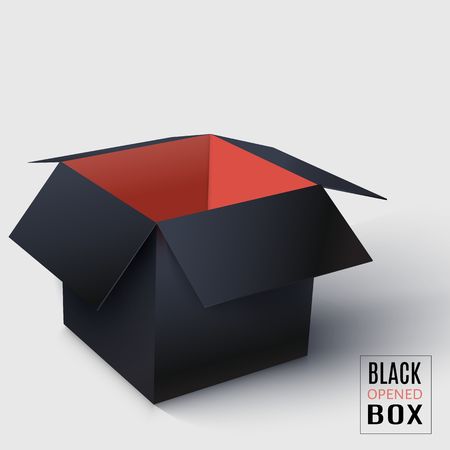 Black opened square box with red inside.  vector illustration.のイラスト素材