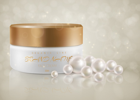 Premium VIP cosmetic ads, organic luxury facial cream for sale. vector illustration.のイラスト素材