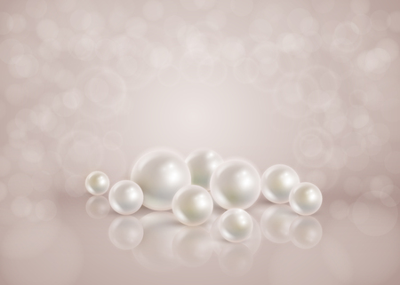 Abstract romantic bokeh background with scattered pearls.のイラスト素材