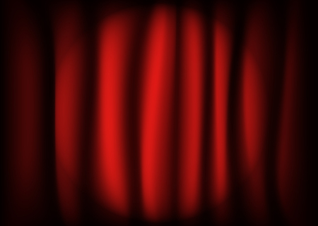 Spotlight on stage red curtain. vector illustration.のイラスト素材