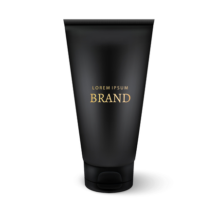 Black elegant plastic tube with black cap.のイラスト素材