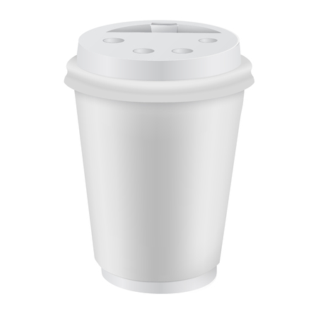 White Blank realistic coffee cup mockupのイラスト素材