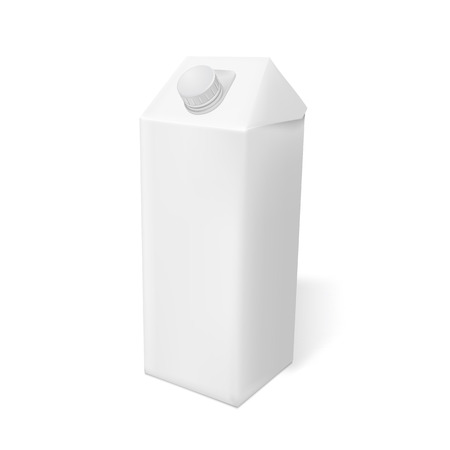 Empty white  realistic packaging layout with screw cap for advertising your brand of dairy products or juices. Vector design.のイラスト素材