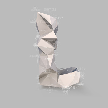Capital latin letter L  in low poly style.のイラスト素材