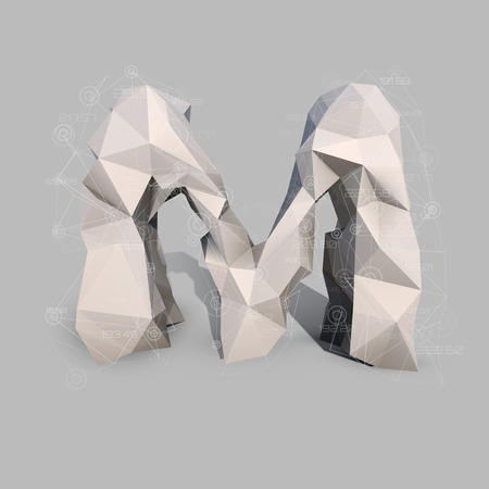 Capital latin letter M in low poly style.のイラスト素材