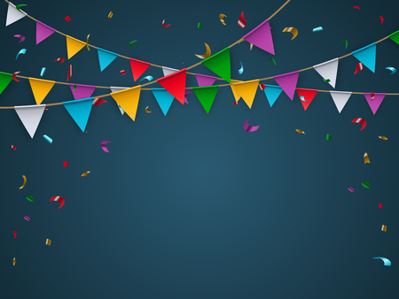 Buntings garland with realistic flag. Place for text.のイラスト素材