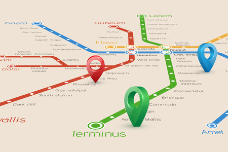 Relistic abstract blured map of subway routes in  perspective viのイラスト素材