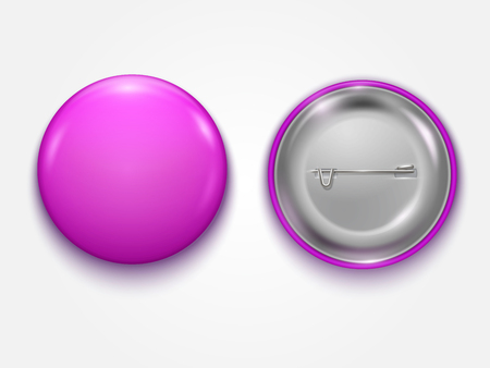 Realistic Pink Blank  badge, vector realistic illustration isolated on white background. Vector Mockup.のイラスト素材