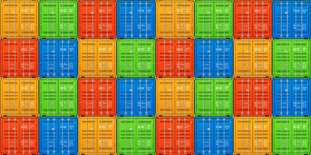 Freight shipping, stacked cargo containers. Ralistic seamless vectorのイラスト素材