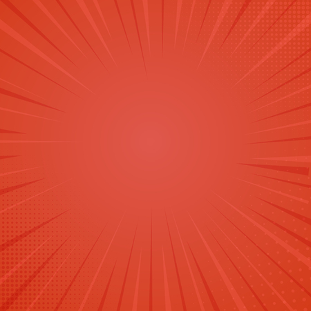 Comic book style background, halftone print texture. Vector illustration on red backgroundのイラスト素材