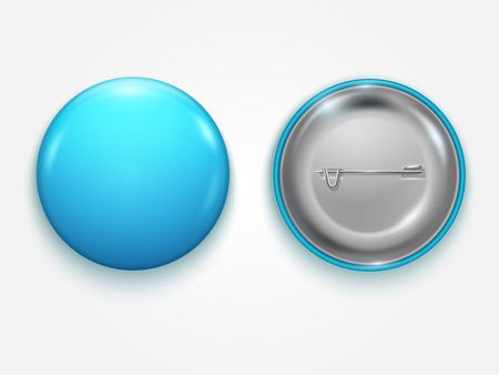 Realistic blue Blank  badge, vector realistic illustration isolated on white background. Vector Mockupのイラスト素材