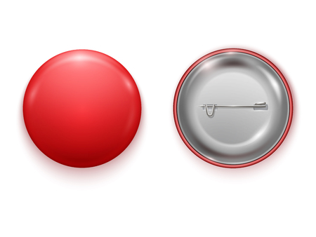 Realistic Blank  red  badge, vector realistic illustration isolated on white background. Vector Mockup.のイラスト素材