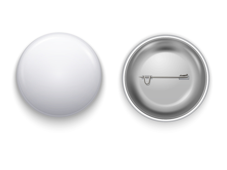 Realistic white Blank  badge, vector realistic illustration isolated on white background. Vector Mockup.のイラスト素材
