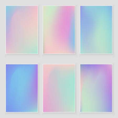 Hologram  blurred background set Blurred abstract iridescent holographic foil background. Empty template for design  cover, book, printing, gift card and fashionのイラスト素材