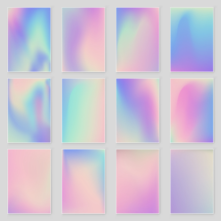 Abstract blurred Holographic gradient  background set Modern minimal design. Iridescent   backdrop for creative projectのイラスト素材