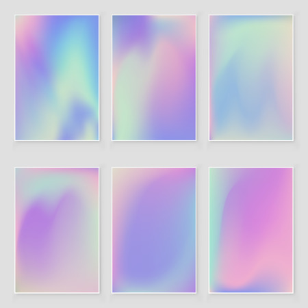 Hologram  blurred background set Blurred abstract iridescent holographic foil background. Iridescent   backdrop for creative projectのイラスト素材
