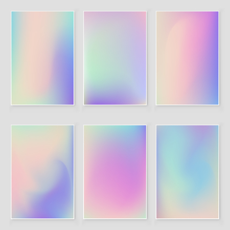 Abstract blurred Holographic gradient  background set Modern minimal design. Iridescent   backdrop for creative projectのイラスト素材