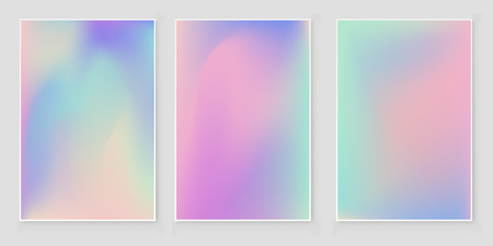 Abstract blurred Holographic gradient  background set Modern minimal design. Empty template for design  cover, book, printing, gift card and fashionのイラスト素材