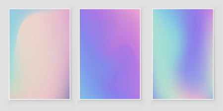 Holographic foil  gradient  iridescent  background set Bright trendy minimal hologram backdrop. Empty template for design  cover, book, printing, gift card and fashionのイラスト素材