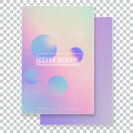 Furistic modern holographic cover set. 90s, 80s retro style.  Minimalistic hipster design Digital Cover Design for your Business with Abstract Lines and Holography Backgroundのイラスト素材