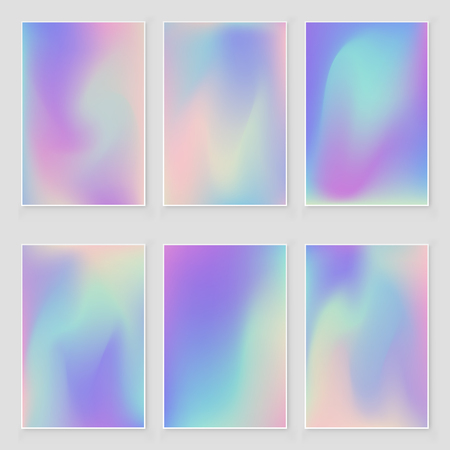 Holographic foil  gradient  iridescent  background set Bright trendy minimal hologram backdrop. Iridescent   backdrop for creative projectのイラスト素材