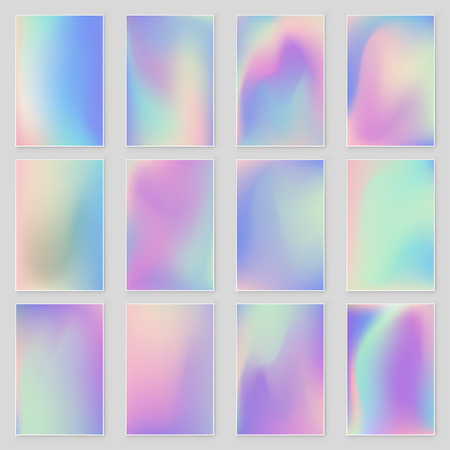Abstract blurred Holographic gradient  background set Modern minimal design. Iridescent   backdrop for creative projectのイラスト素材