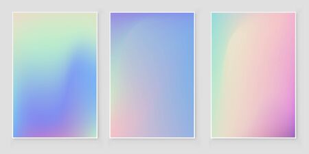 Hologram  blurred background set Blurred abstract iridescent holographic foil background. Empty template for design  cover, book, printing, gift card and fashionのイラスト素材