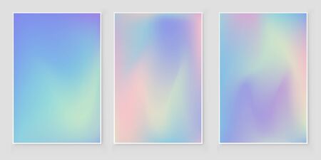 Hologram  blurred background set Blurred abstract iridescent holographic foil background. Holographic foil vectorのイラスト素材