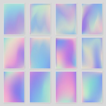 Abstract blurred Holographic gradient  background set Modern minimal design. Empty template for design  cover, book, printing, gift card and fashionのイラスト素材