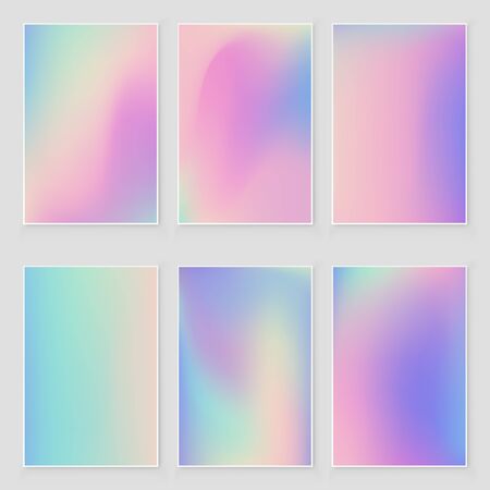 Abstract blurred Holographic gradient  background set Modern minimal design. Holographic foil vectorのイラスト素材