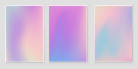 Abstract    holographic iridescent foil texture set Modern style trends 80s 90s. Empty template for design  cover, book, printing, gift card and fashionのイラスト素材