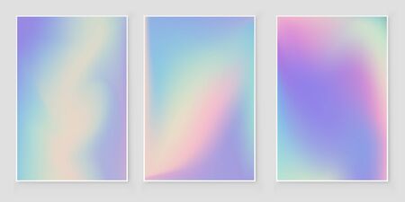 Abstract blurred Holographic gradient  background set Modern minimal design. Holographic foil vectorのイラスト素材