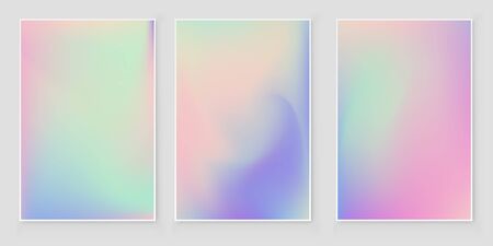 Abstract blurred Holographic gradient  background set Modern minimal design. Empty template for design  cover, book, printing, gift card and fashionのイラスト素材