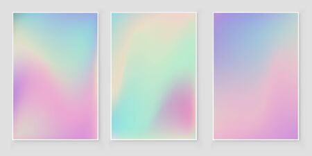 Abstract    holographic iridescent foil texture set Modern style trends 80s 90s. Iridescent   backdrop for creative projectのイラスト素材
