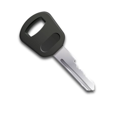 Realistic locker key. Black and silver.  Safety-deposit box key.のイラスト素材