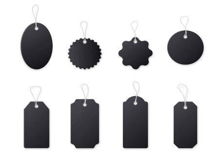 Black price tag realistic empty template set.のイラスト素材
