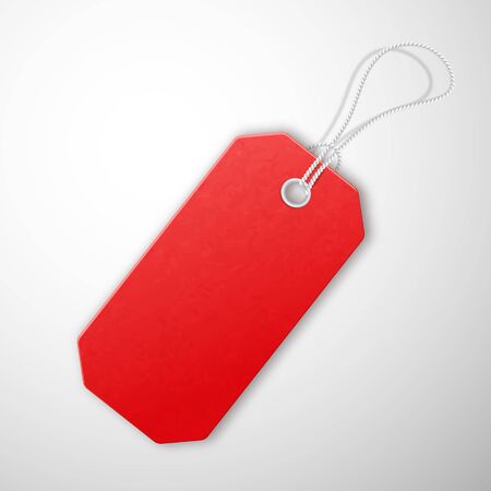 Red realistic textured sell tag with rope.のイラスト素材