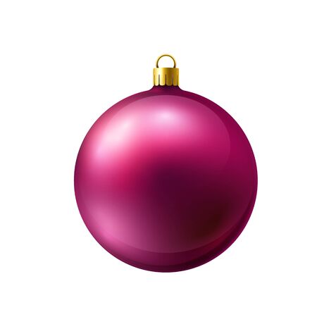 Crimson christmas ball made of frosted glass isolated on white background. Realistic vector.のイラスト素材