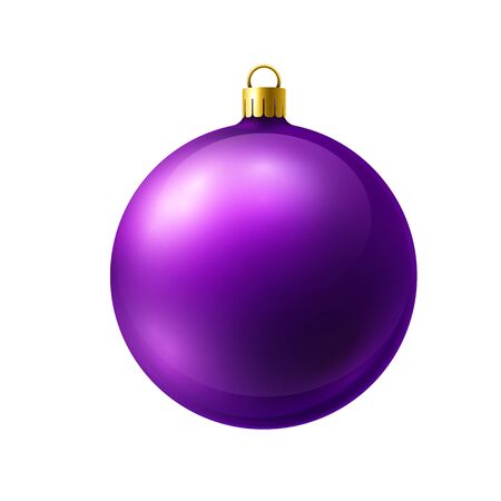 Violet christmas ball made of frosted glass isolated on white background.のイラスト素材