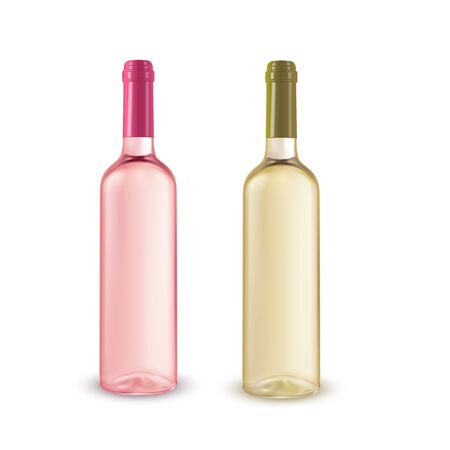 Realistic illustration of 2 bottles of wine without a label.のイラスト素材