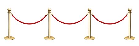 Realistic vector golden rope barriers. VIP event, luxury celebration.のイラスト素材