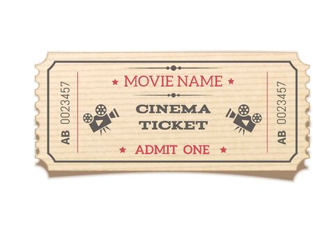 Realistic retro movie ticket isolated on white background.のイラスト素材