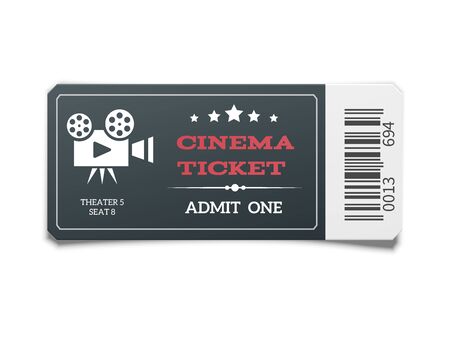 Realistic modern black movie ticket isolated on white background.のイラスト素材